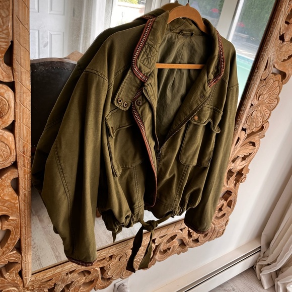FREE PEOPLE FLIGHT LINE BOMBER JACKET CARGO GREEN MILITARY 🌸 - Picture 14 of 16